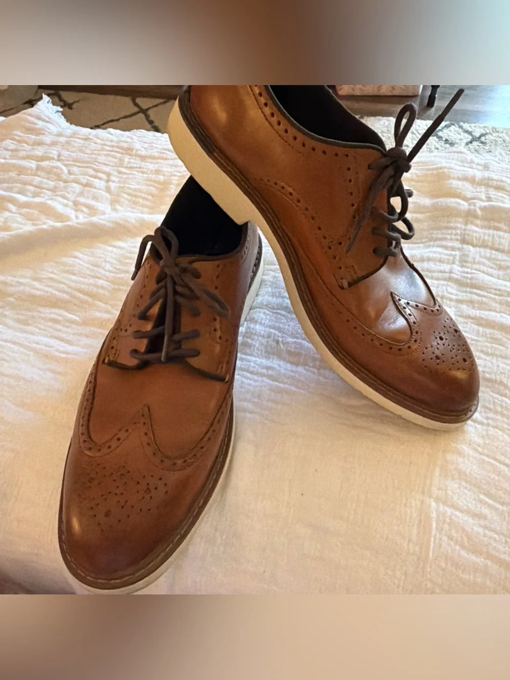 Cole Haan Mens 10.5 M Grand OS Wingtip Oxford Brown Leather Dress Shoe C34120